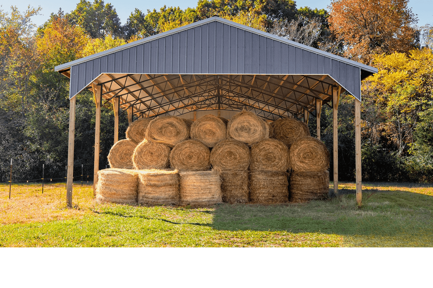 Post-frame building with metal siding